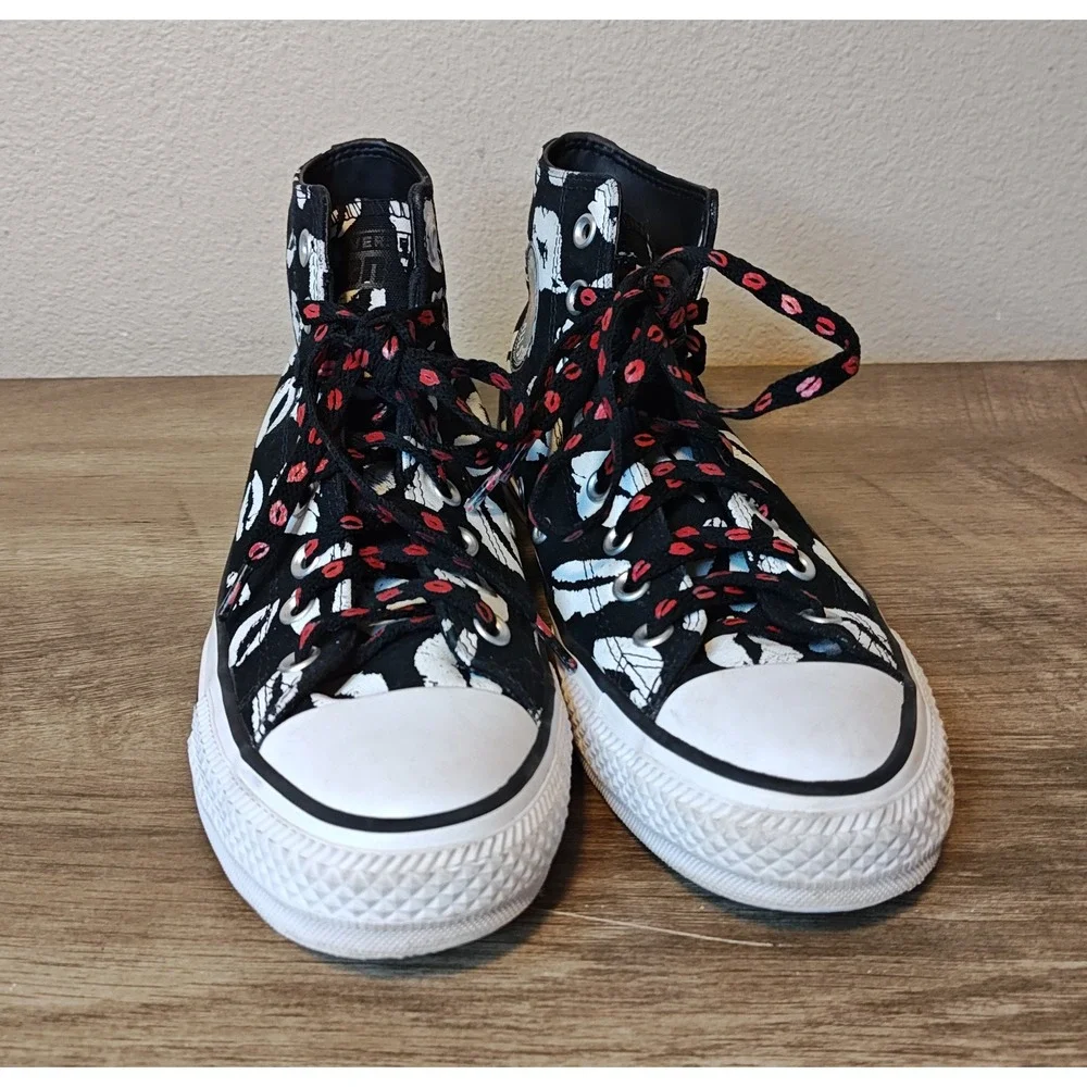 Converse Chuck Taylor All Star CONS High Top 9W 7M Black White Lip Print A04605C - Picture 3 of 12
